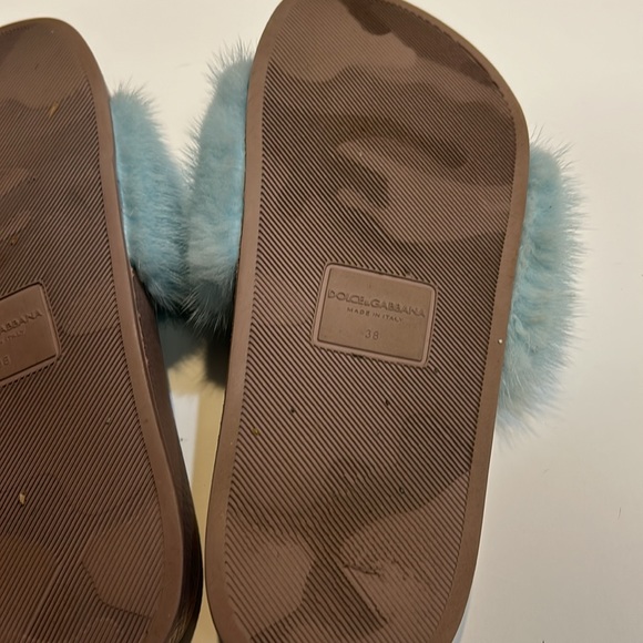 Dolce & Gabbana Baby Blue Mink Fur Slip On Slides Sand size 38 - Picture 5 of 5